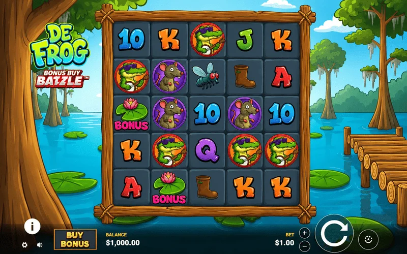De Frog - main game screen with the reels
